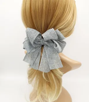 linen hair bow Spring Summer twin hair bow accessory for women