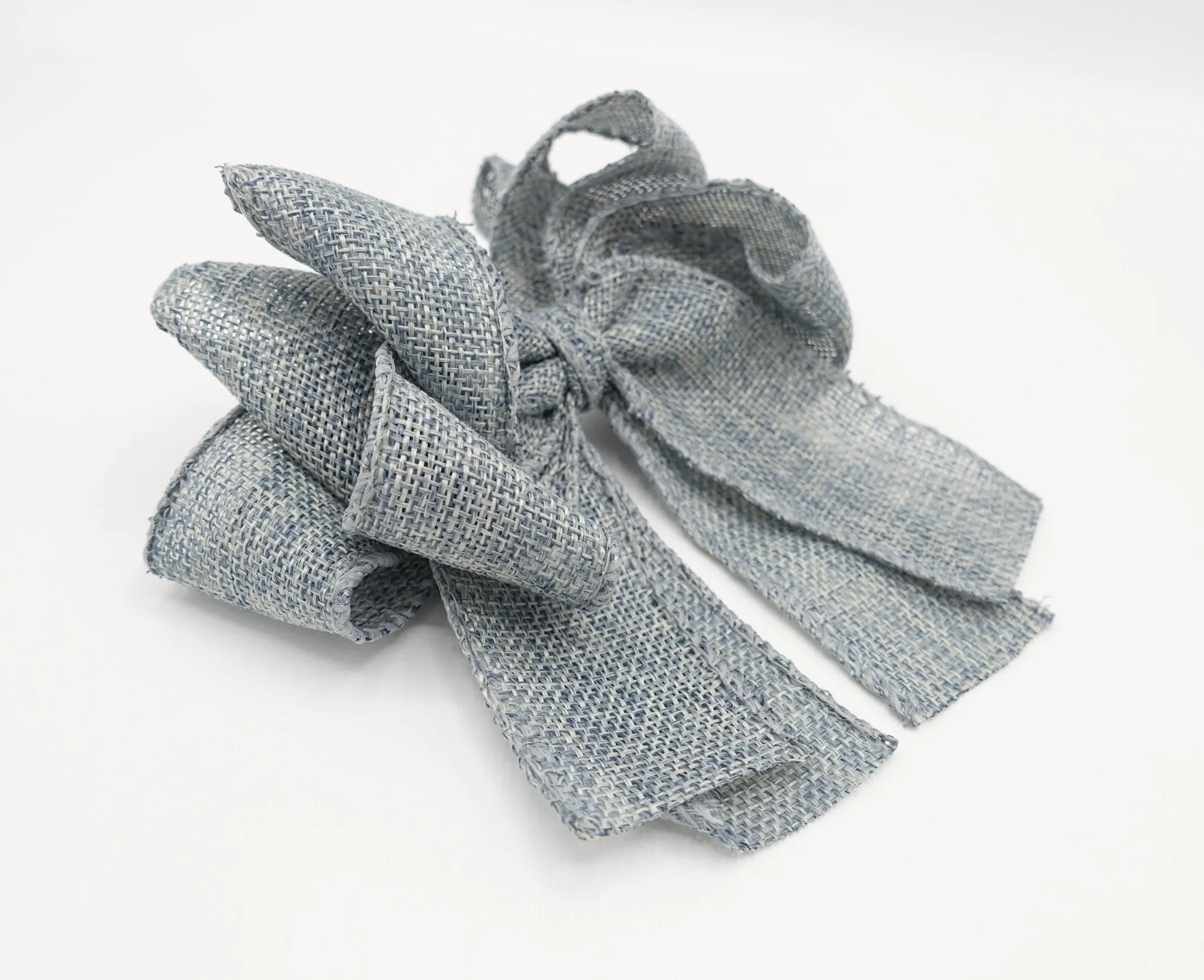 linen hair bow Spring Summer twin hair bow accessory for women