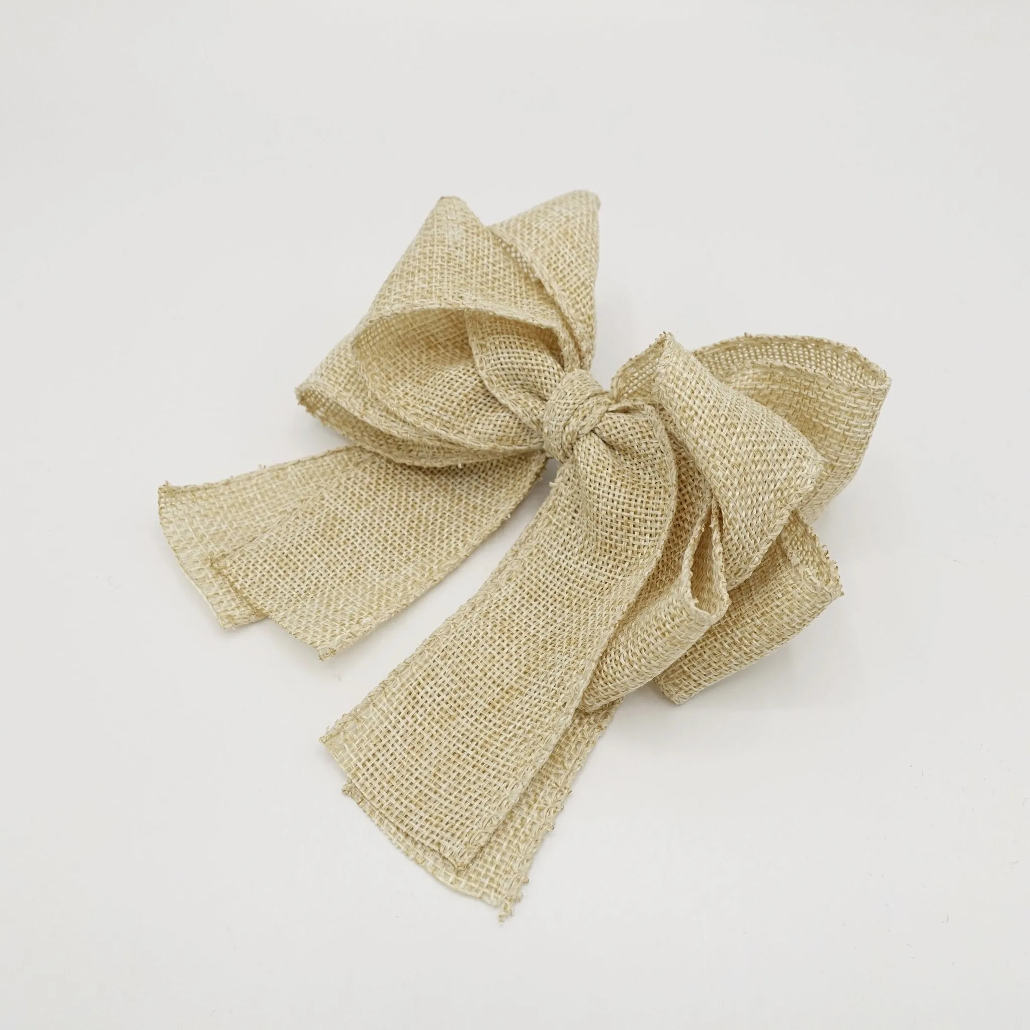 linen hair bow Spring Summer twin hair bow accessory for women