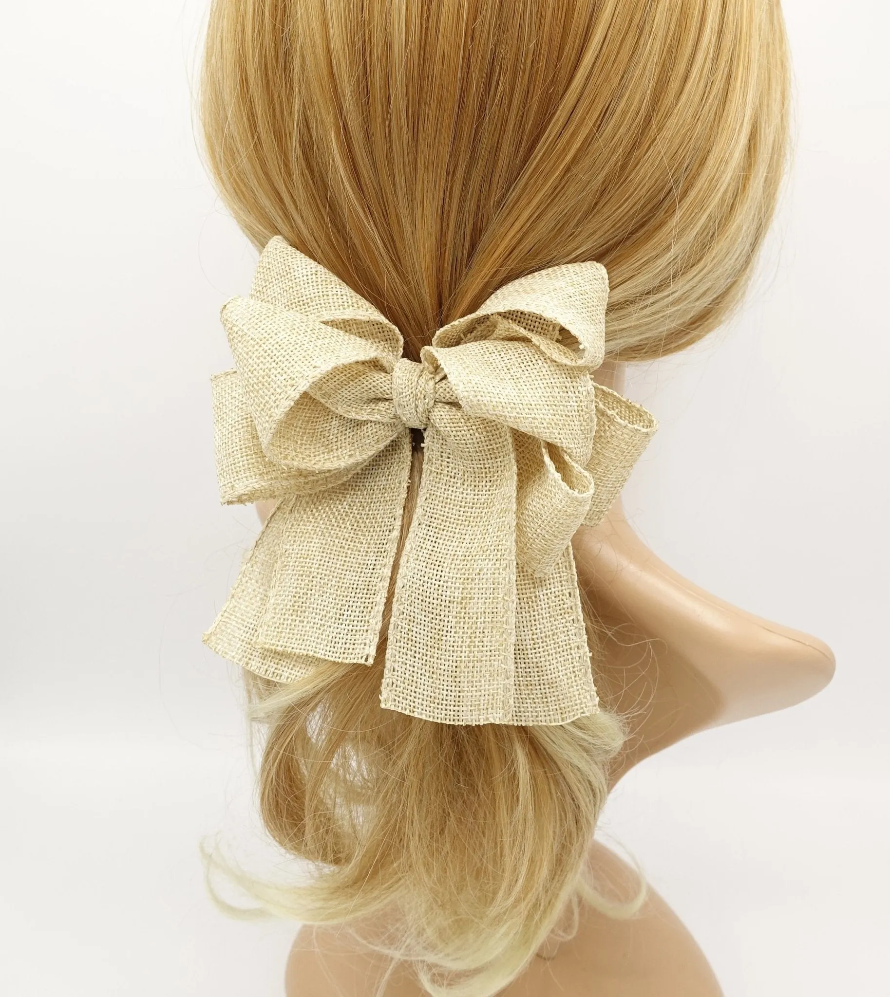 linen hair bow Spring Summer twin hair bow accessory for women