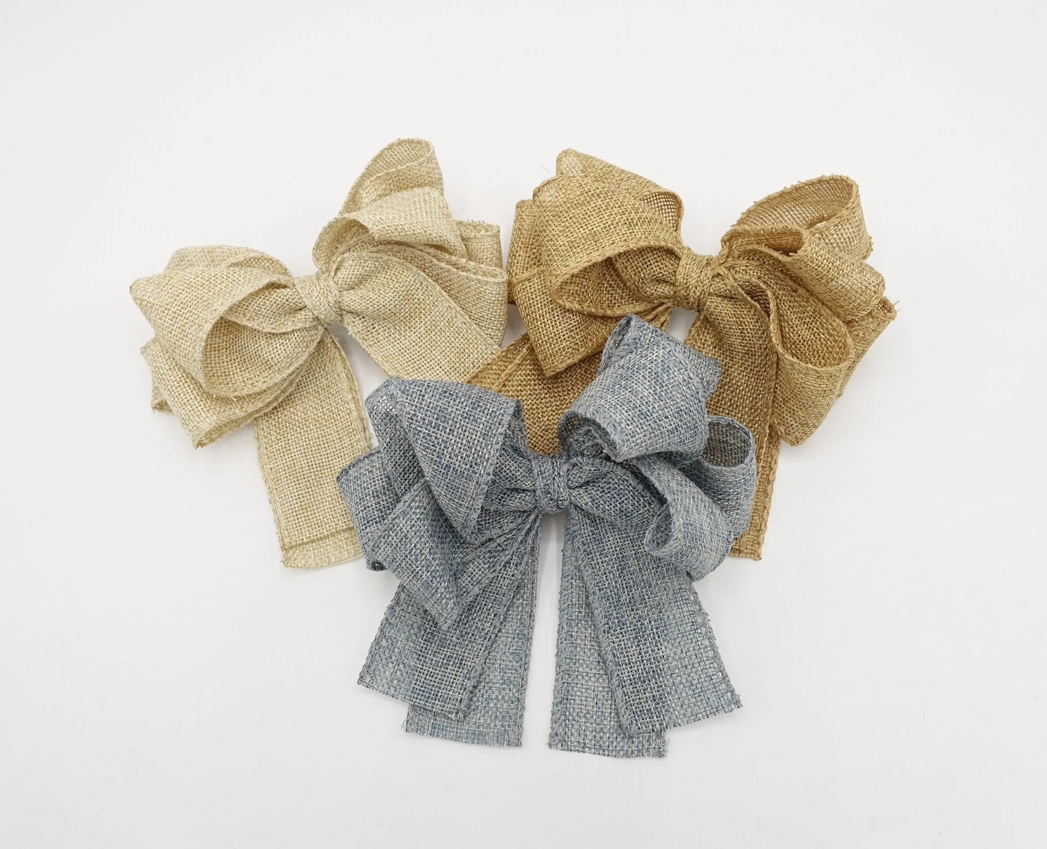 linen hair bow Spring Summer twin hair bow accessory for women