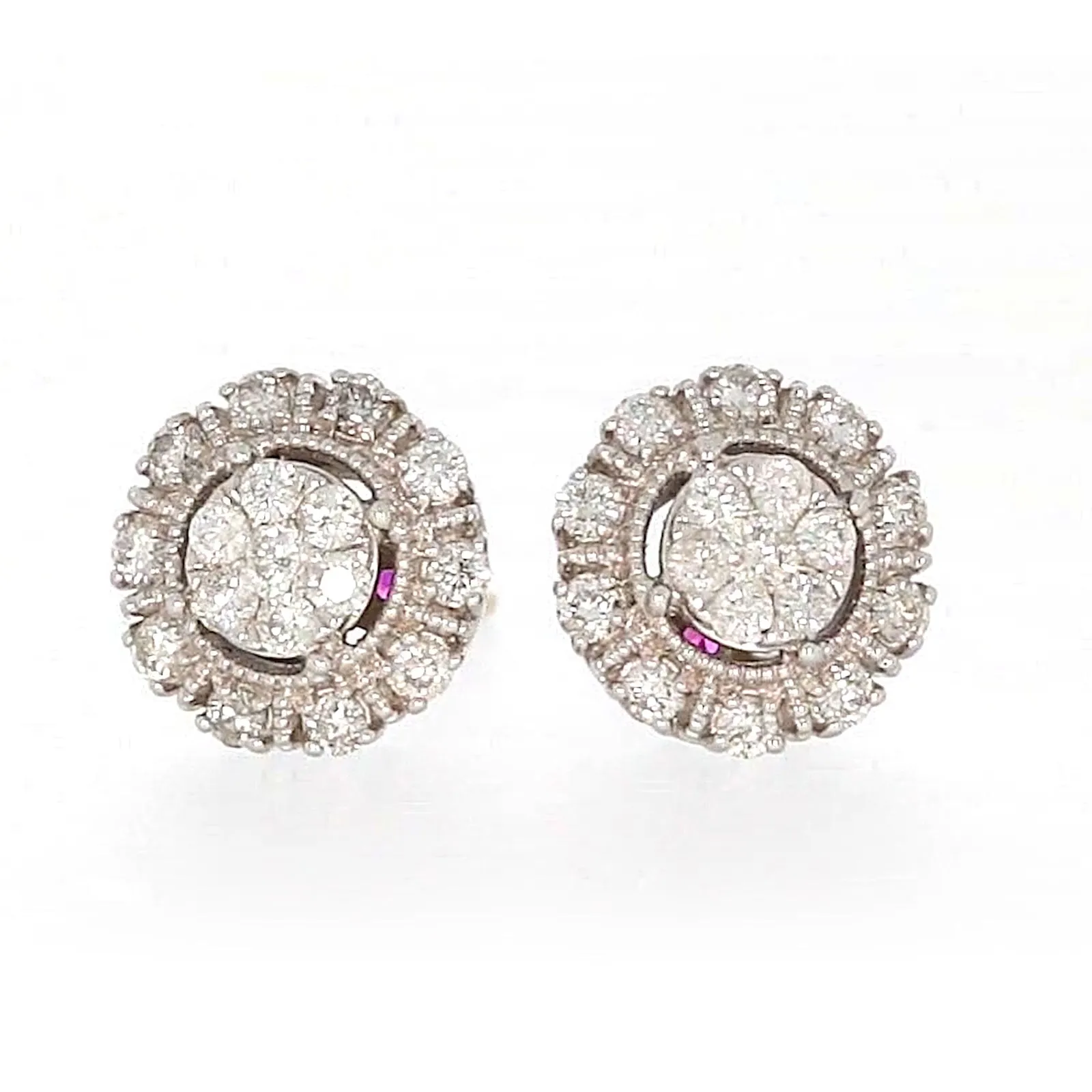 London 9ct Two Tone Gold Round Brilliant Cut 1/2 CARAT tw of Diamonds Stud Earrings