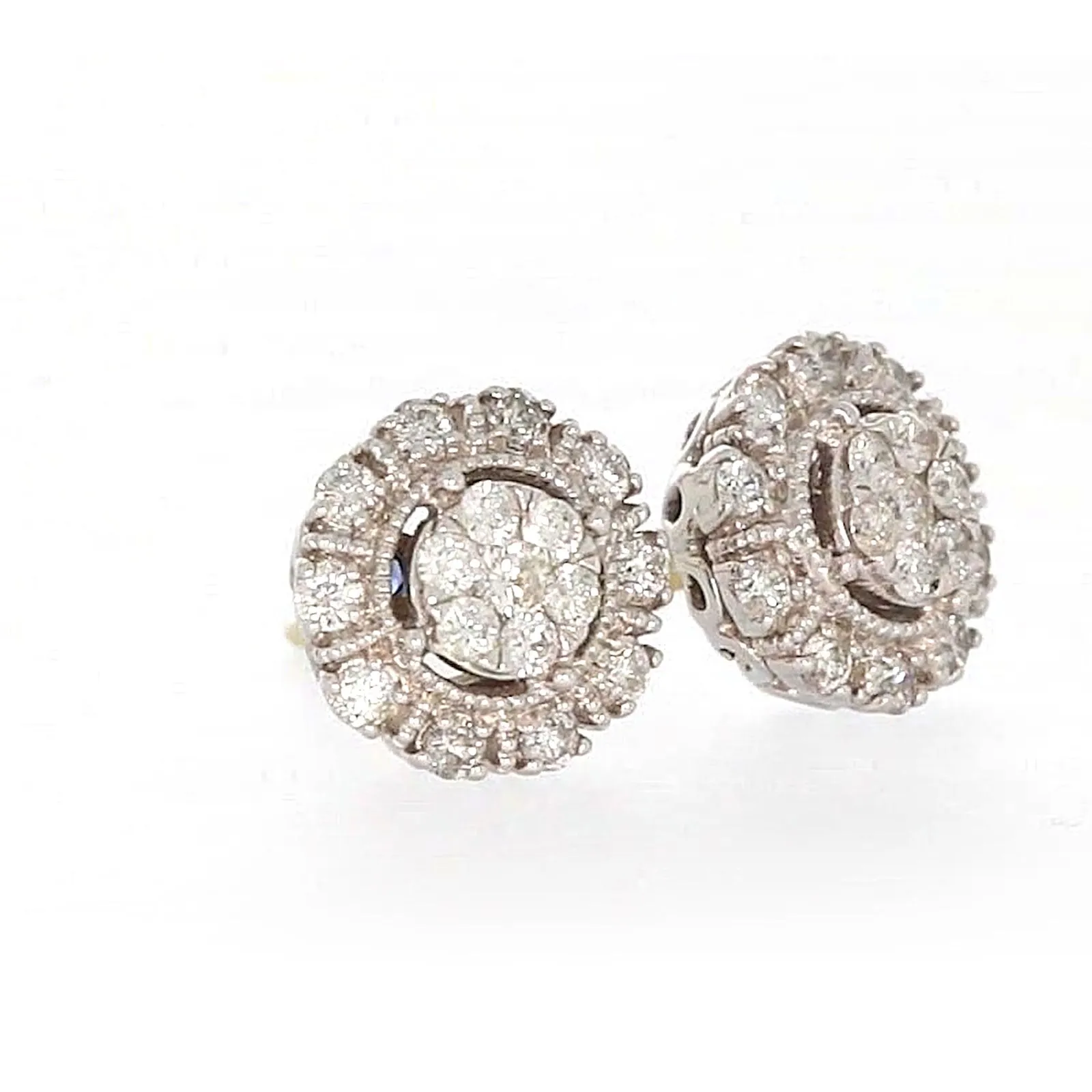 London 9ct Two Tone Gold Round Brilliant Cut 1/2 CARAT tw of Diamonds Stud Earrings