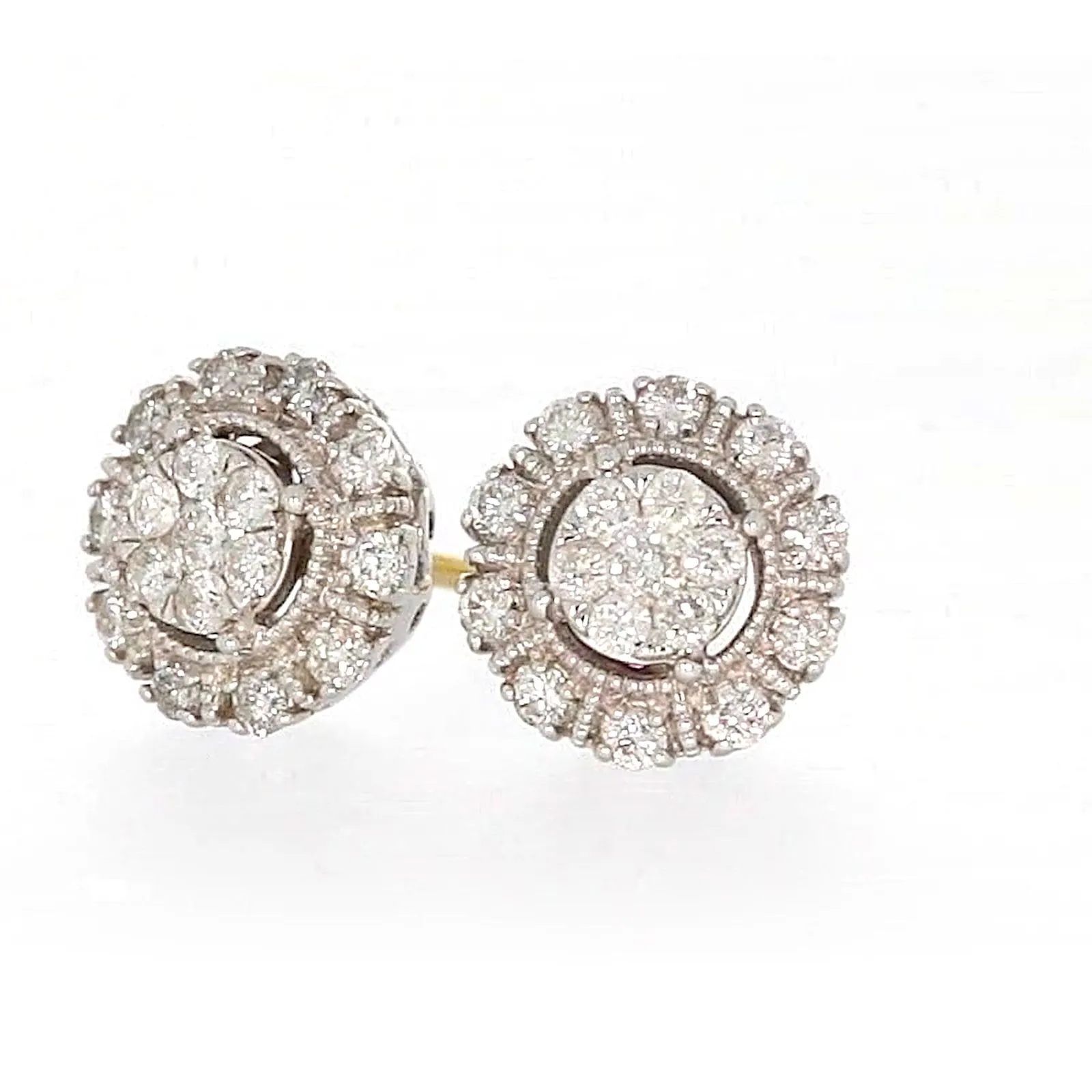 London 9ct Two Tone Gold Round Brilliant Cut 1/2 CARAT tw of Diamonds Stud Earrings