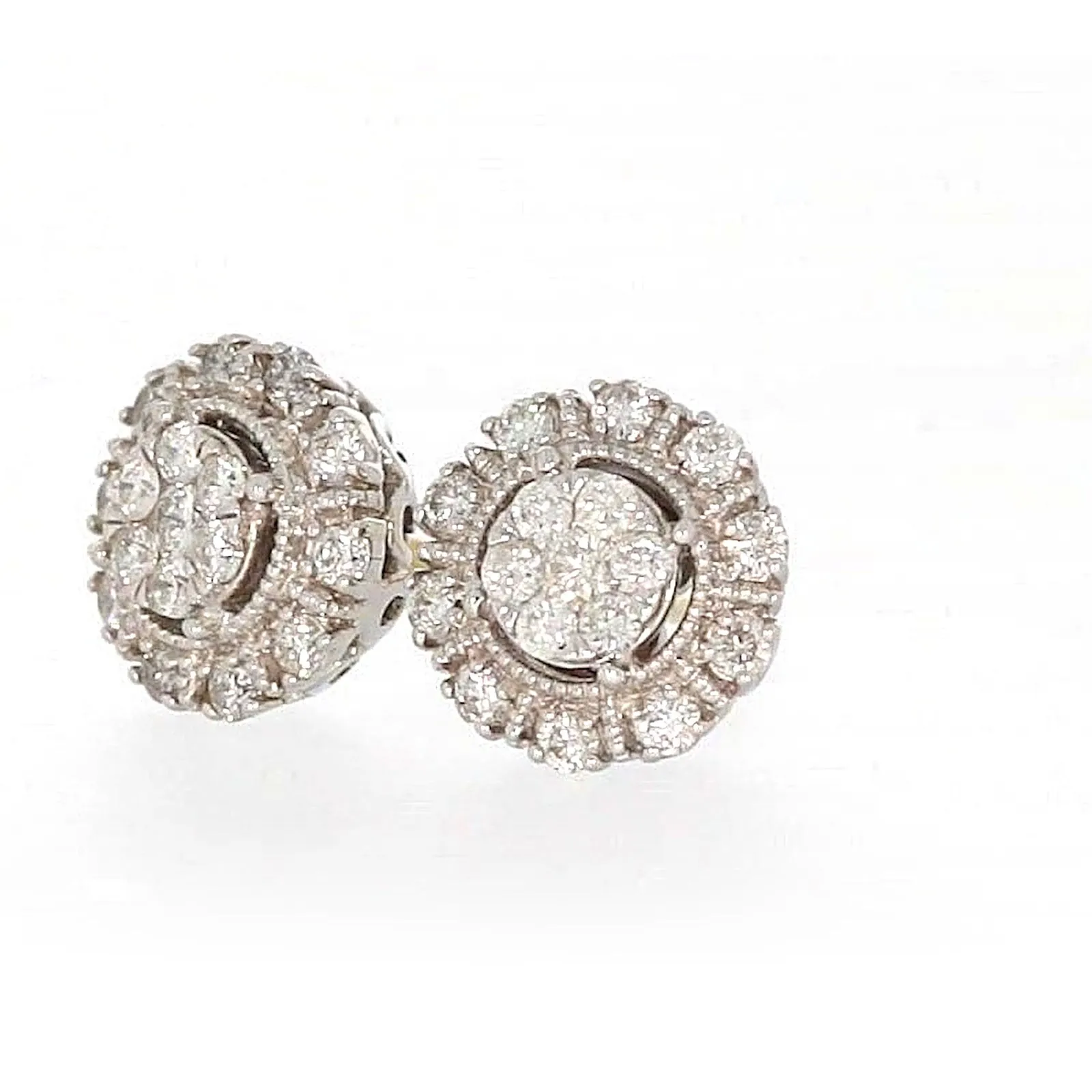 London 9ct Two Tone Gold Round Brilliant Cut 1/2 CARAT tw of Diamonds Stud Earrings