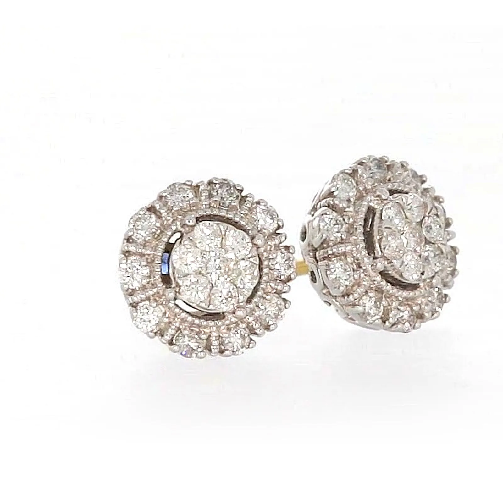 London 9ct Two Tone Gold Round Brilliant Cut 1/2 CARAT tw of Diamonds Stud Earrings