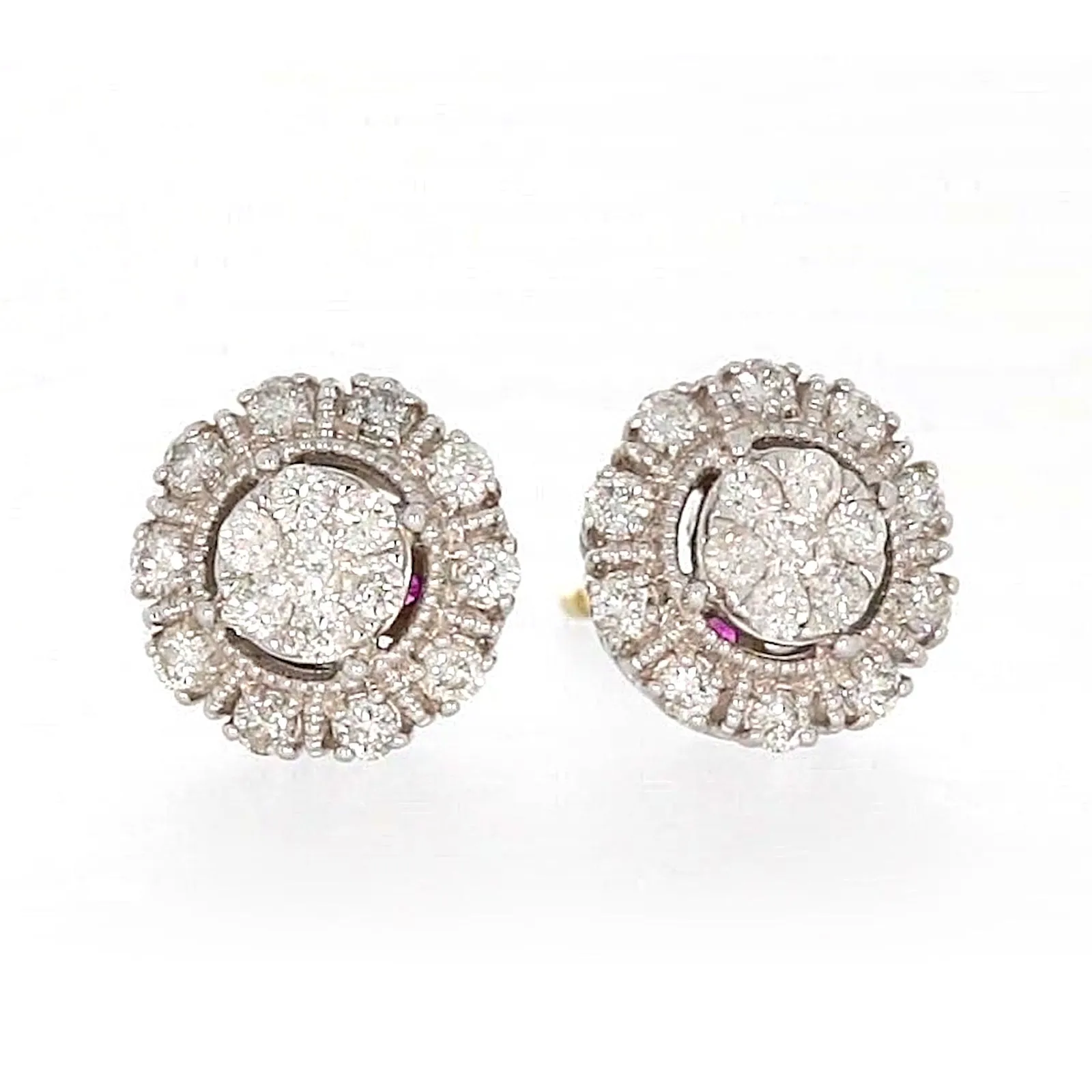 London 9ct Two Tone Gold Round Brilliant Cut 1/2 CARAT tw of Diamonds Stud Earrings