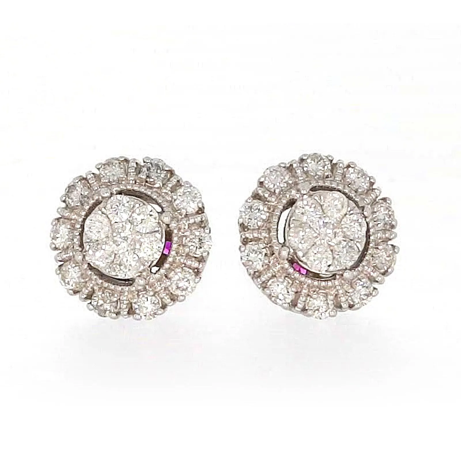 London 9ct Two Tone Gold Round Brilliant Cut 1/2 CARAT tw of Diamonds Stud Earrings