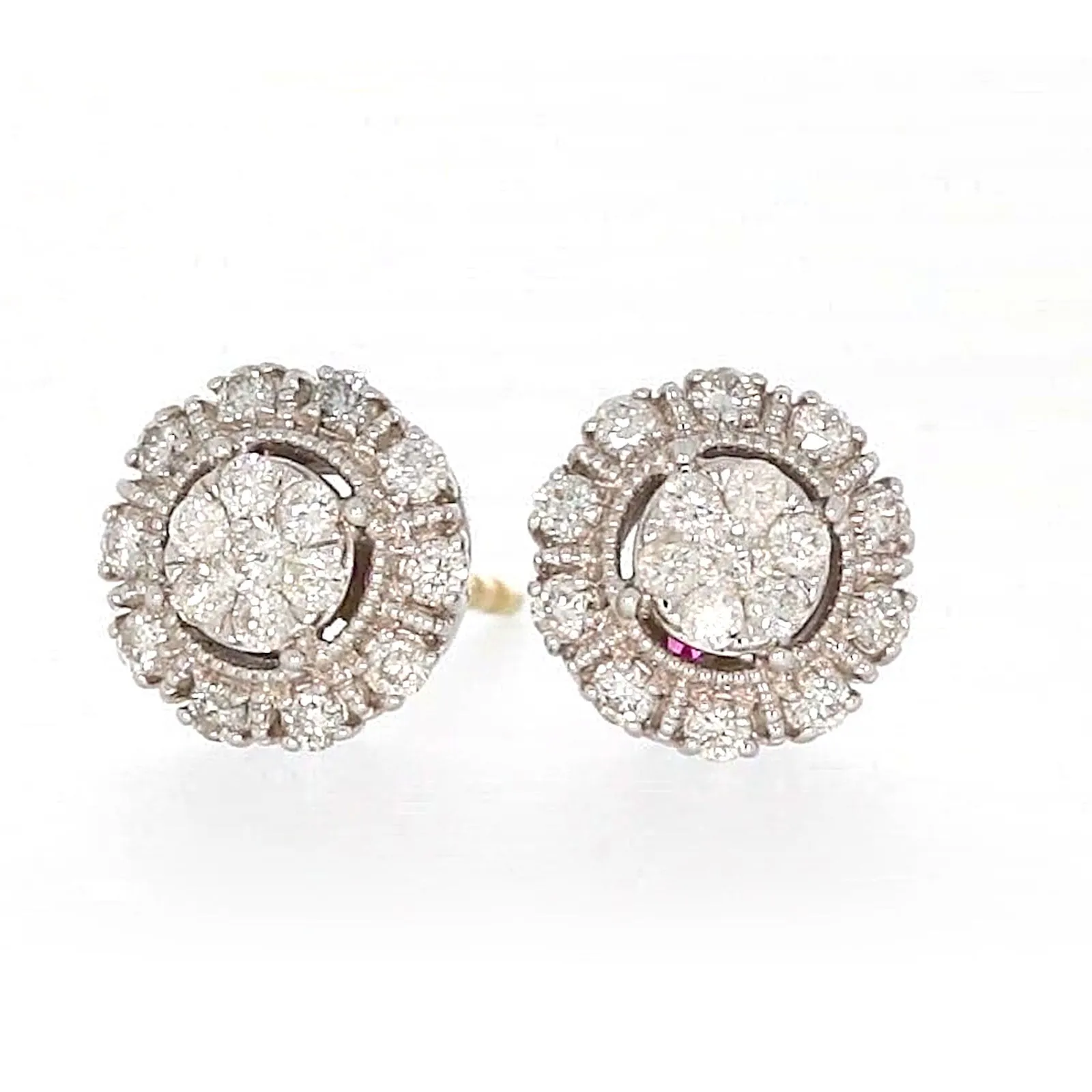 London 9ct Two Tone Gold Round Brilliant Cut 1/2 CARAT tw of Diamonds Stud Earrings