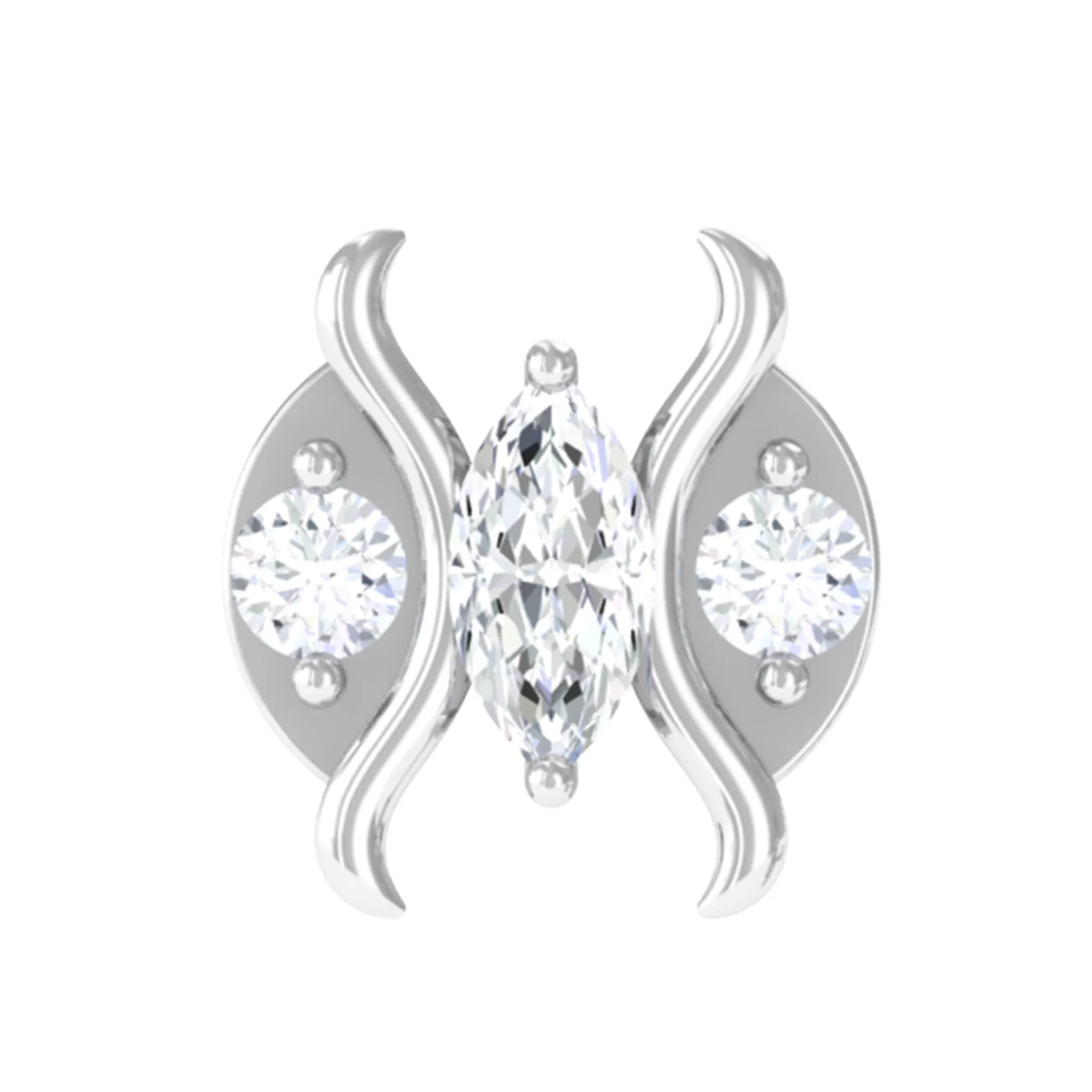 Marquise Moissanite Gothic Second Hole Earring in Gold