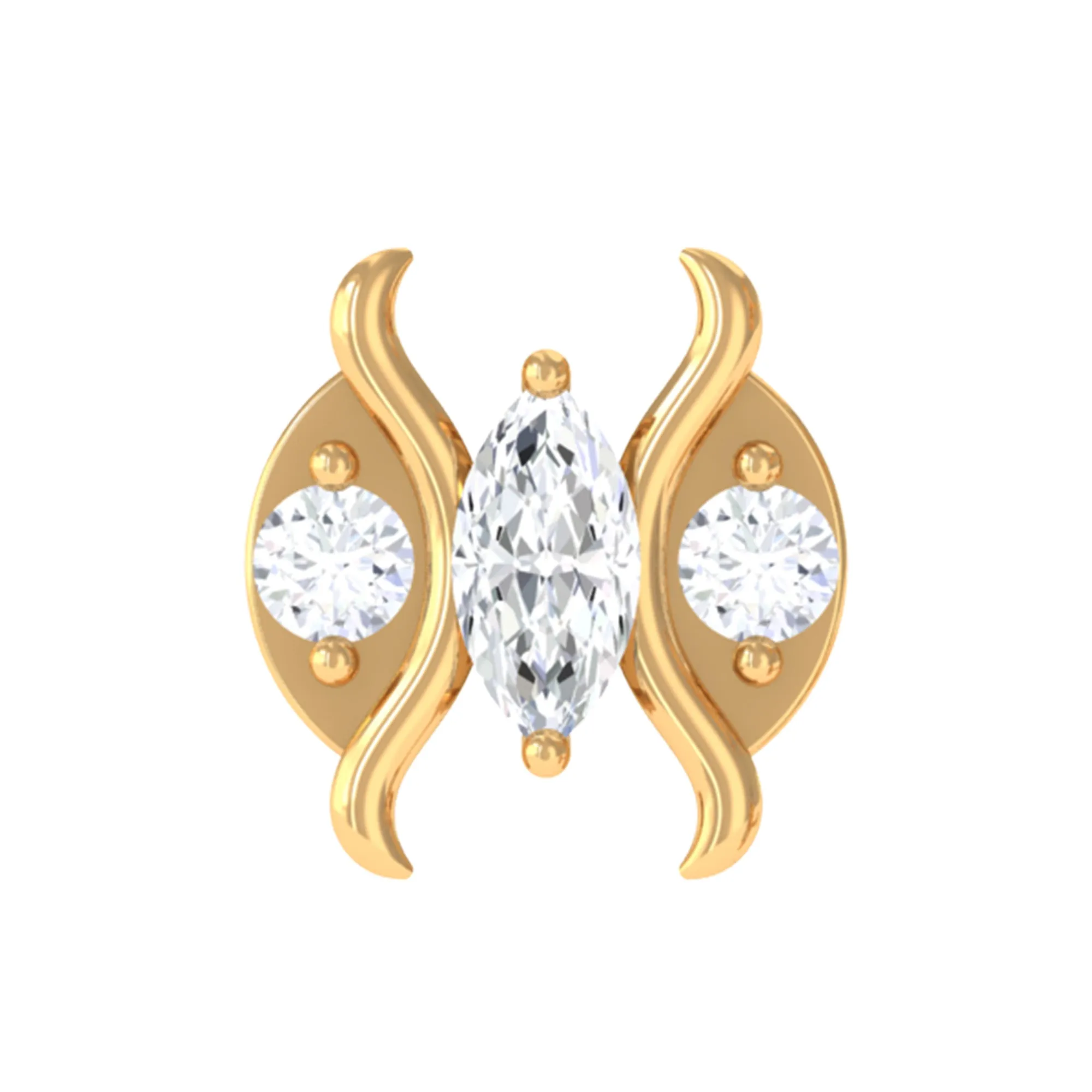 Marquise Moissanite Gothic Second Hole Earring in Gold