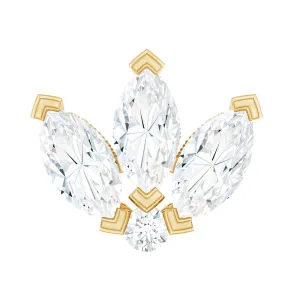 Marquise Moissanite Lotus Flower Earring for Cartilage Piercing