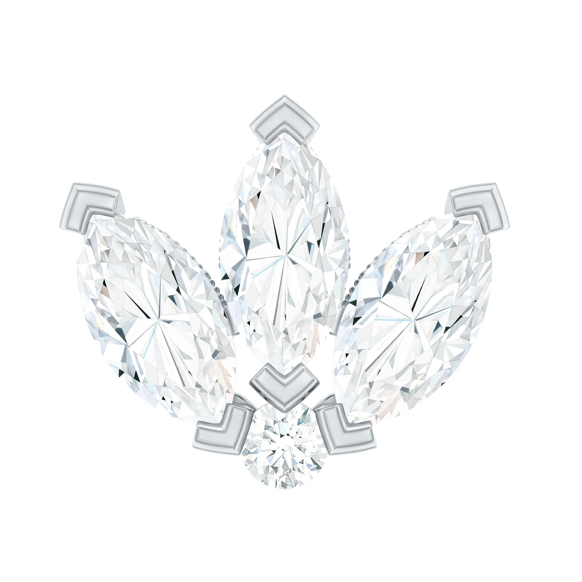 Marquise Moissanite Lotus Flower Earring for Cartilage Piercing