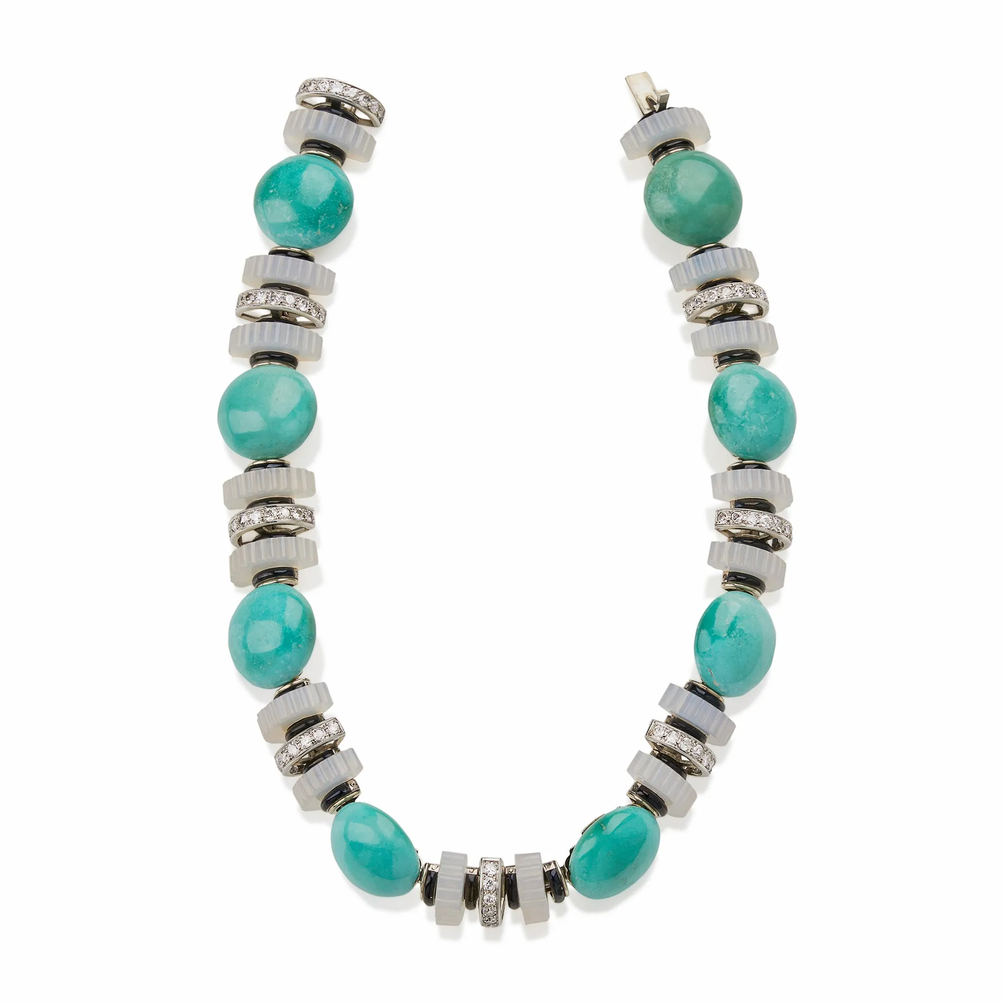 Mauboussin Turquoise, Chalcedony and Diamond Necklace