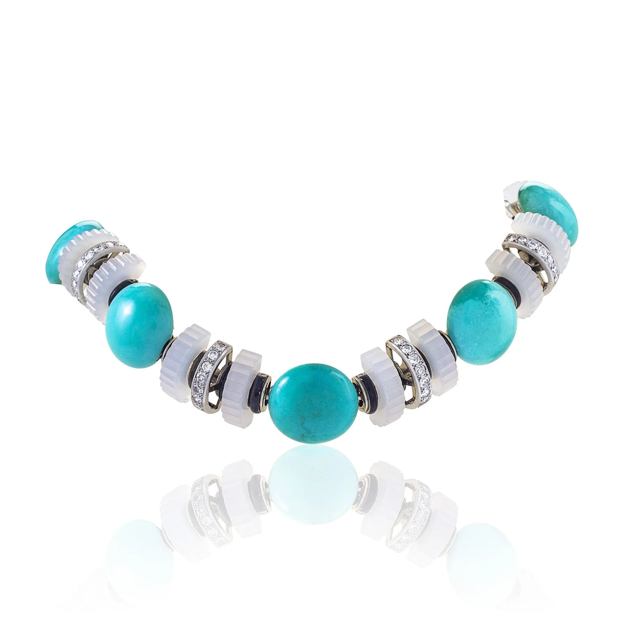 Mauboussin Turquoise, Chalcedony and Diamond Necklace