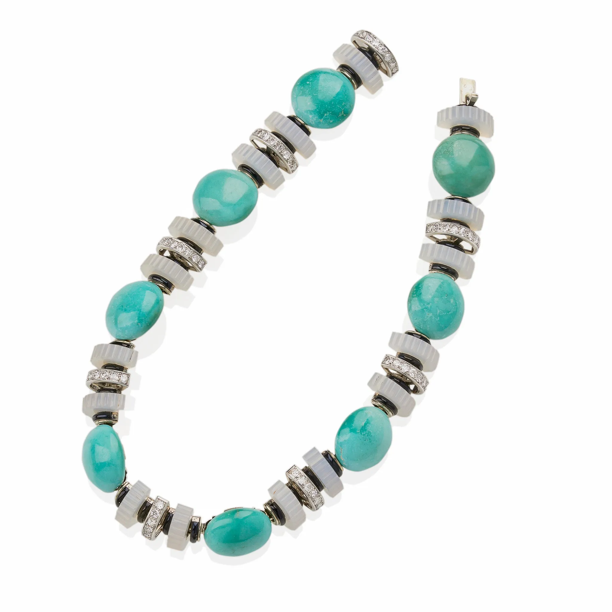 Mauboussin Turquoise, Chalcedony and Diamond Necklace