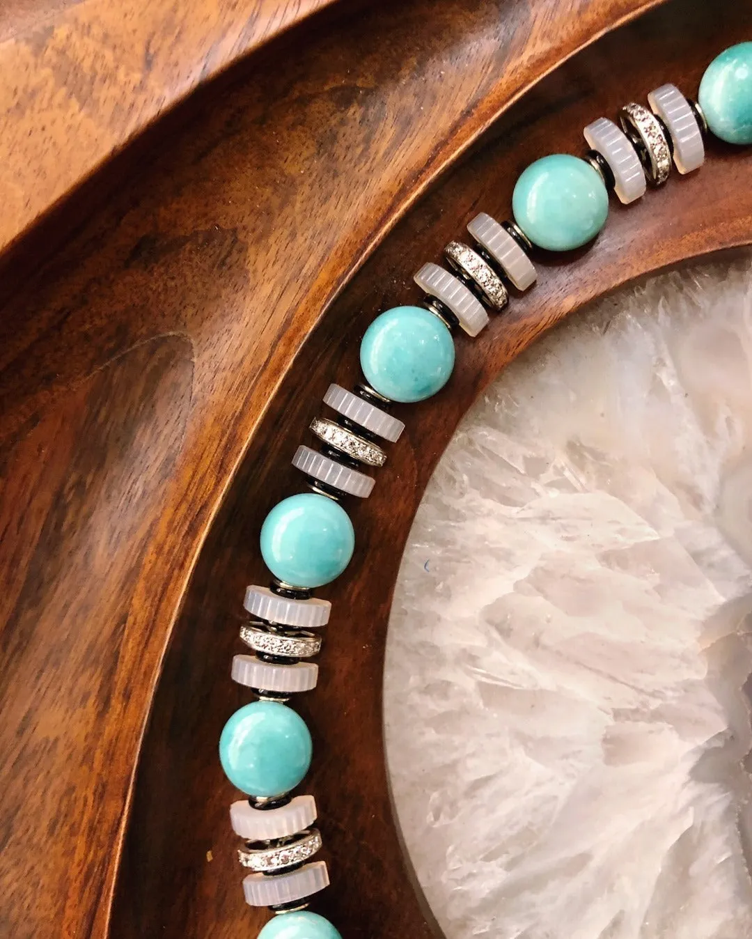 Mauboussin Turquoise, Chalcedony and Diamond Necklace