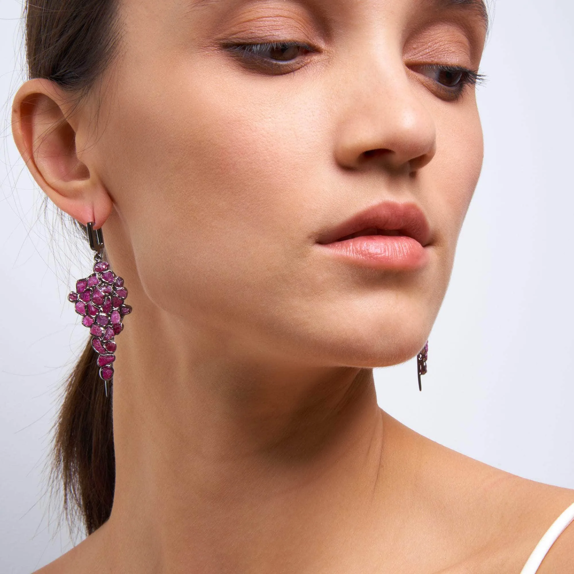 Mia Rough Ruby Earrings