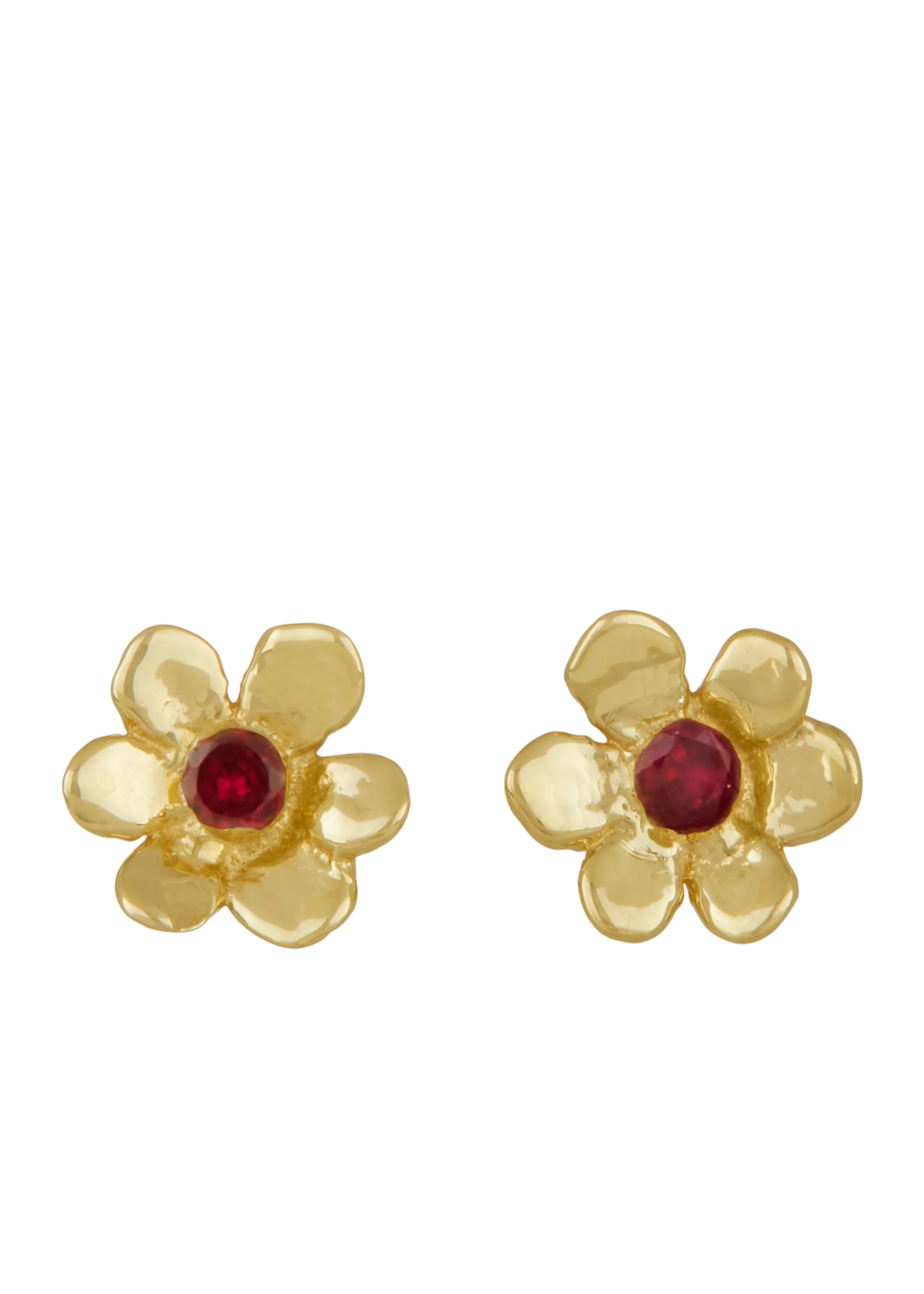 Mini Daisy Studs in 14k - Ruby