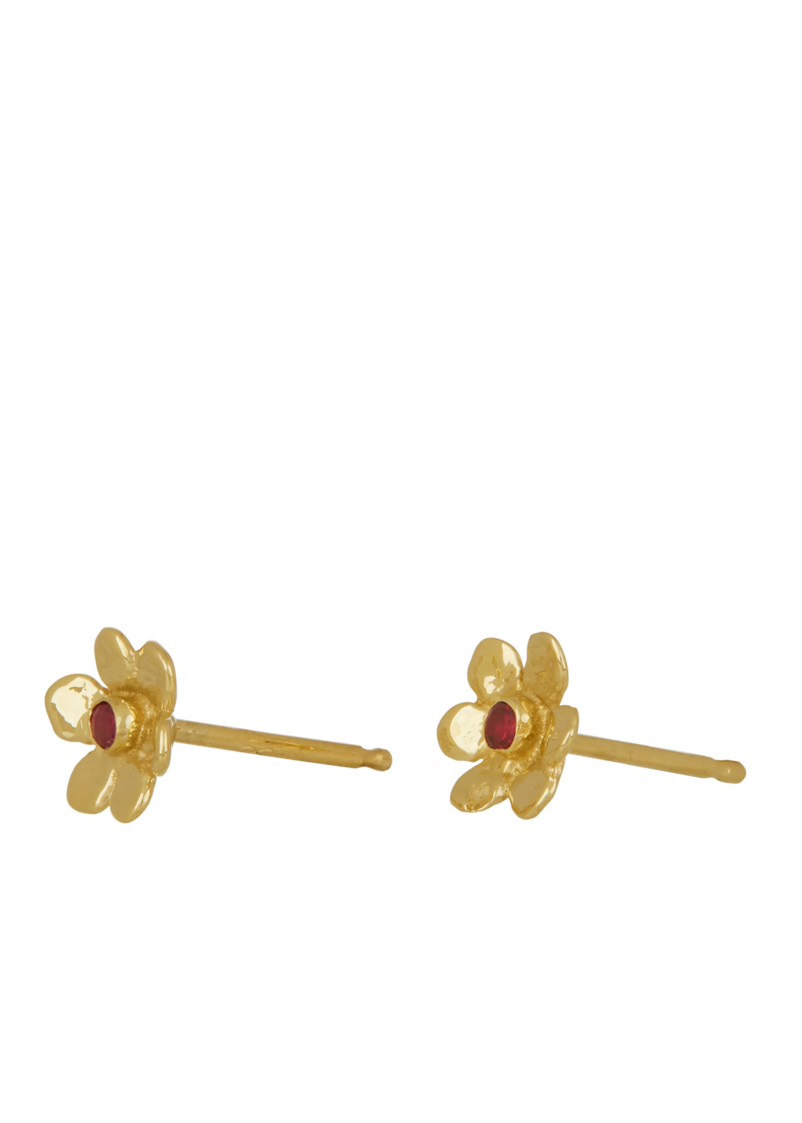 Mini Daisy Studs in 14k - Ruby