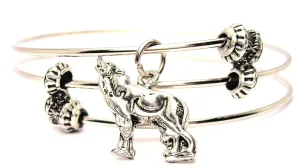 Muscular Howling Wolf Triple Style Expandable Bangle Bracelet