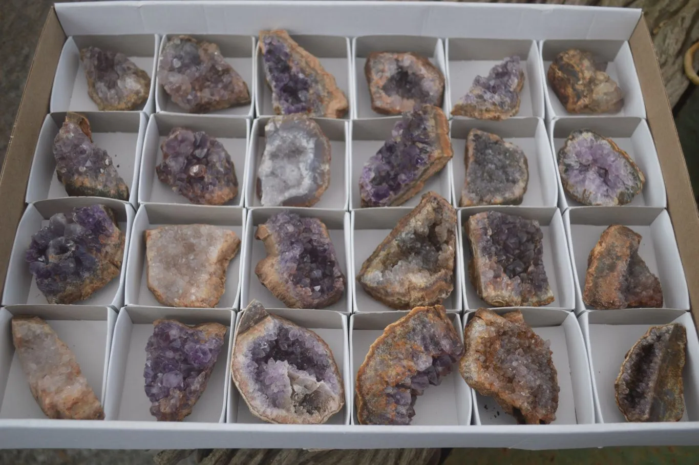 Natural Amethyst & Crystal Centered Geodes x 24 From Zululand, South Africa