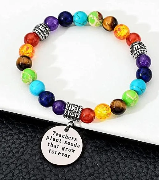 Natural Healing Chakra Teacher Charm Bracelet