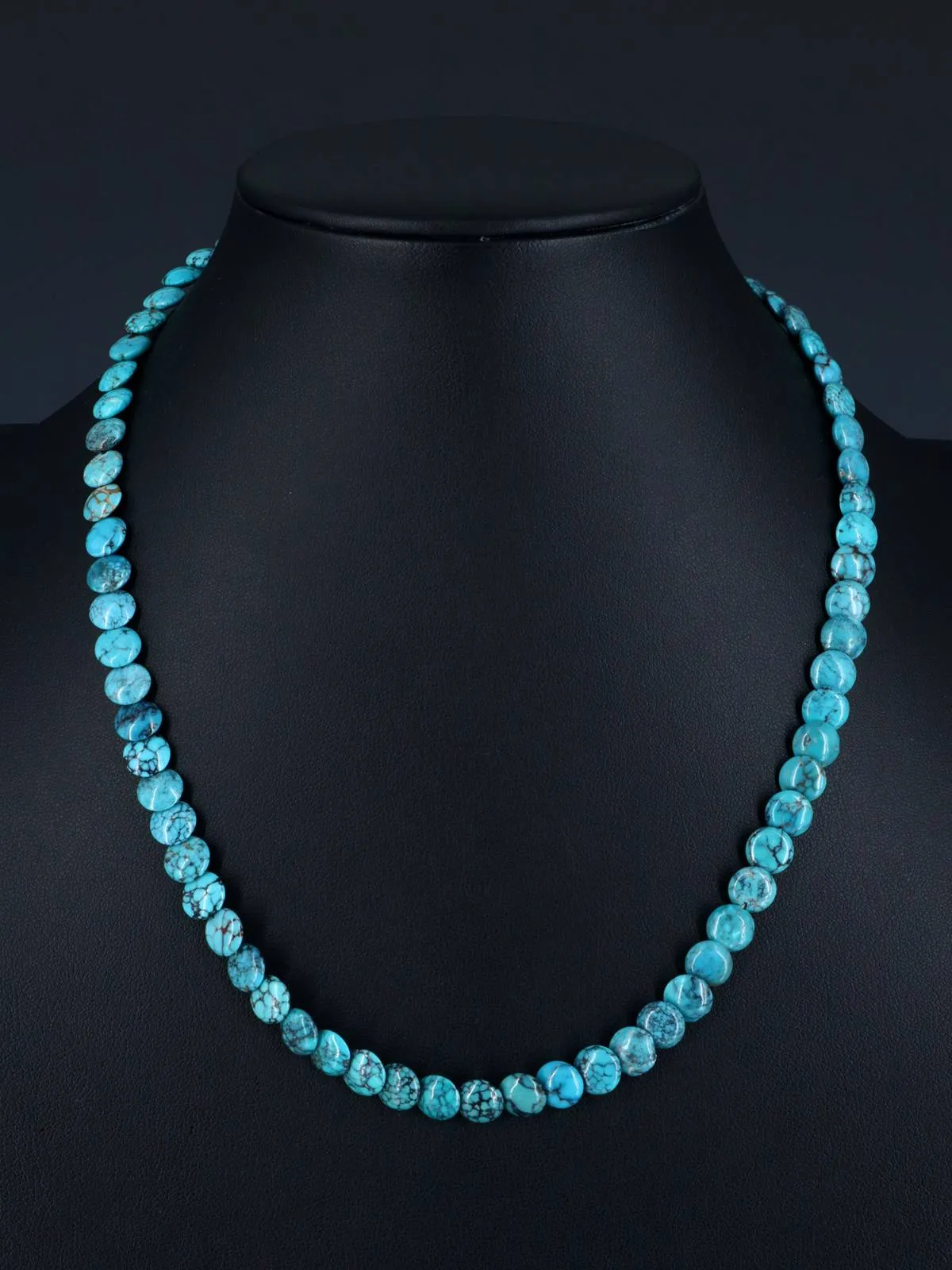 Navajo 19" Single Strand Turquoise Disc Necklace