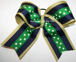 Navy Gold Shamrock Cheer Bow