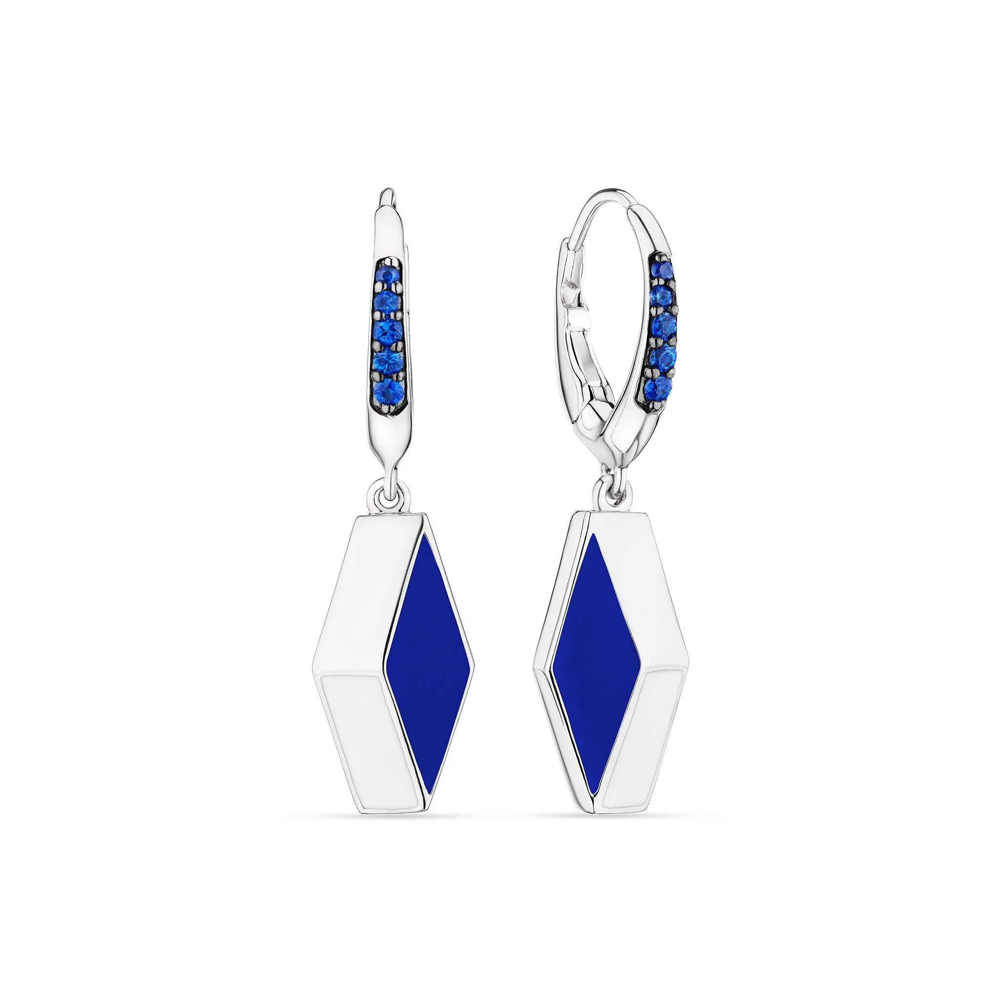 Odyssey Drop Earrings with Enamel and Blue Sapphire