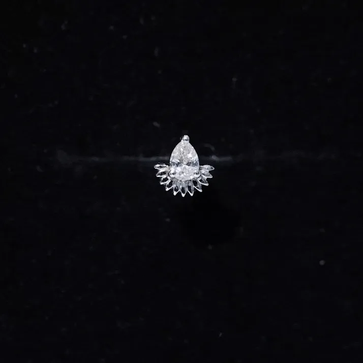 Pear Shape Moissanite Unique Cartilage Earring