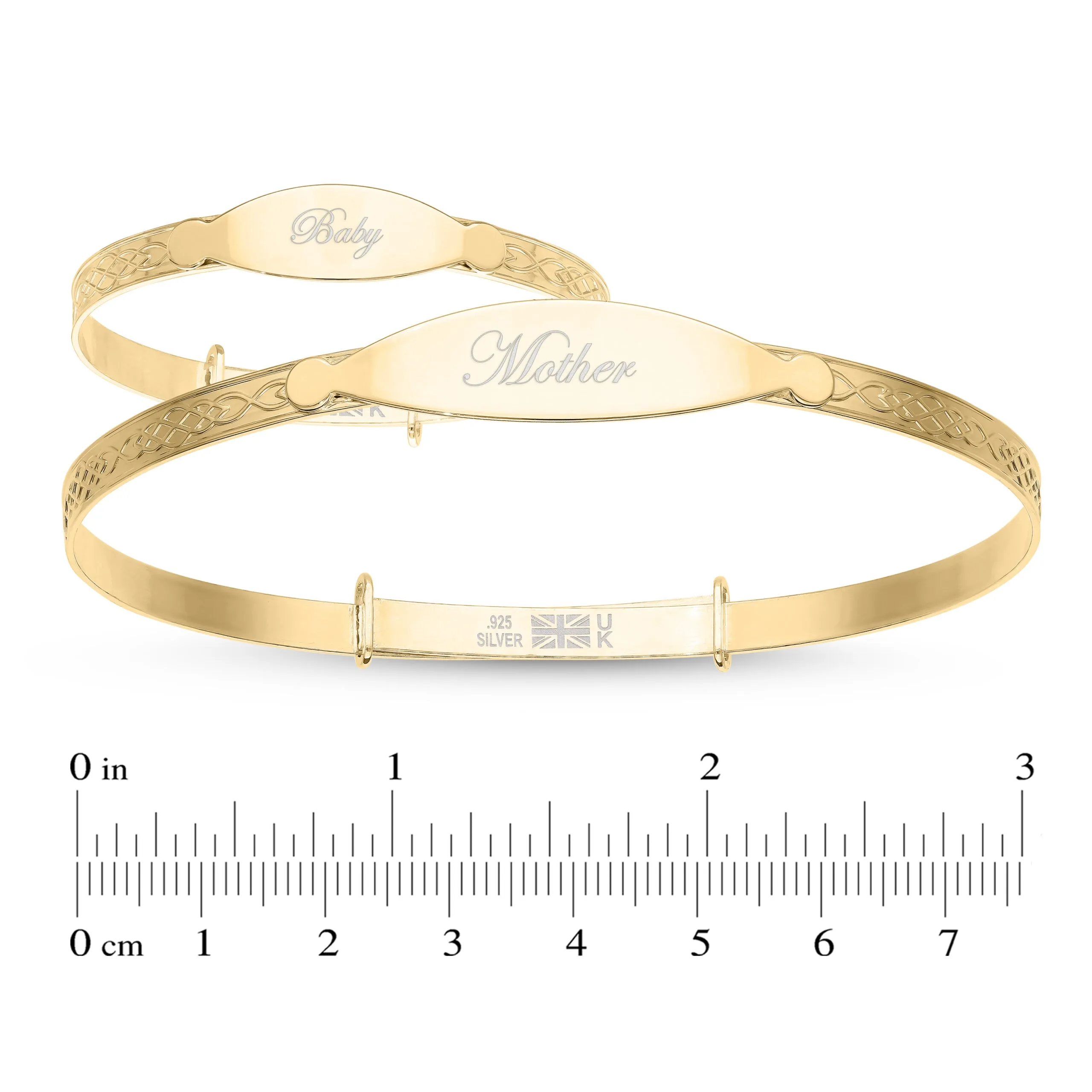 Personalised Mother and Baby Matching Bangle Set in Gold Plated