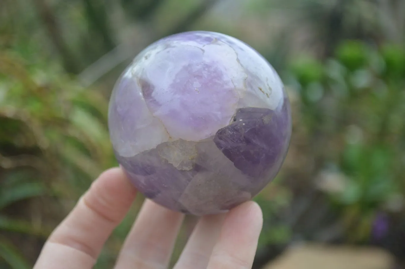 Polished Smokey Chevron Amethyst Spheres x 4 From Madagascar