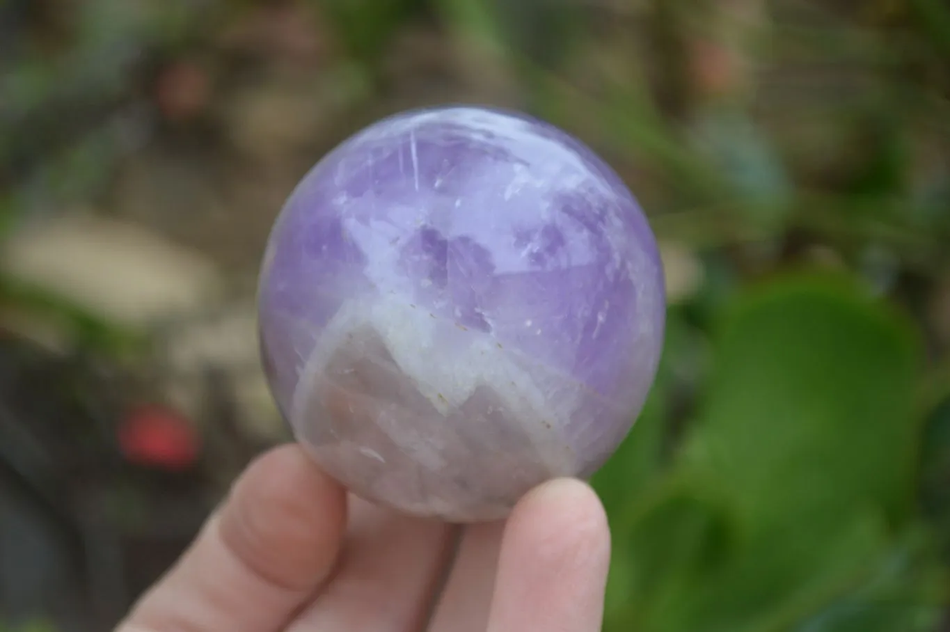 Polished Smokey Chevron Amethyst Spheres x 4 From Madagascar