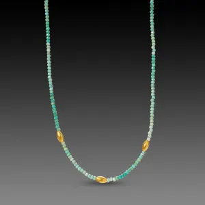 Polished Turquoise & Gold Beaded Necklace