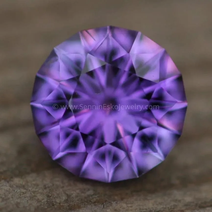 Precision Cut Hearts and Arrows Amethyst Round Gemstone - Precision Cut Amethyst