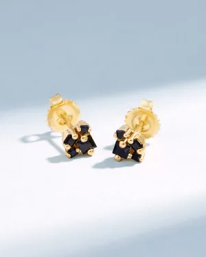 Princess Cluster Black Sapphire Studs