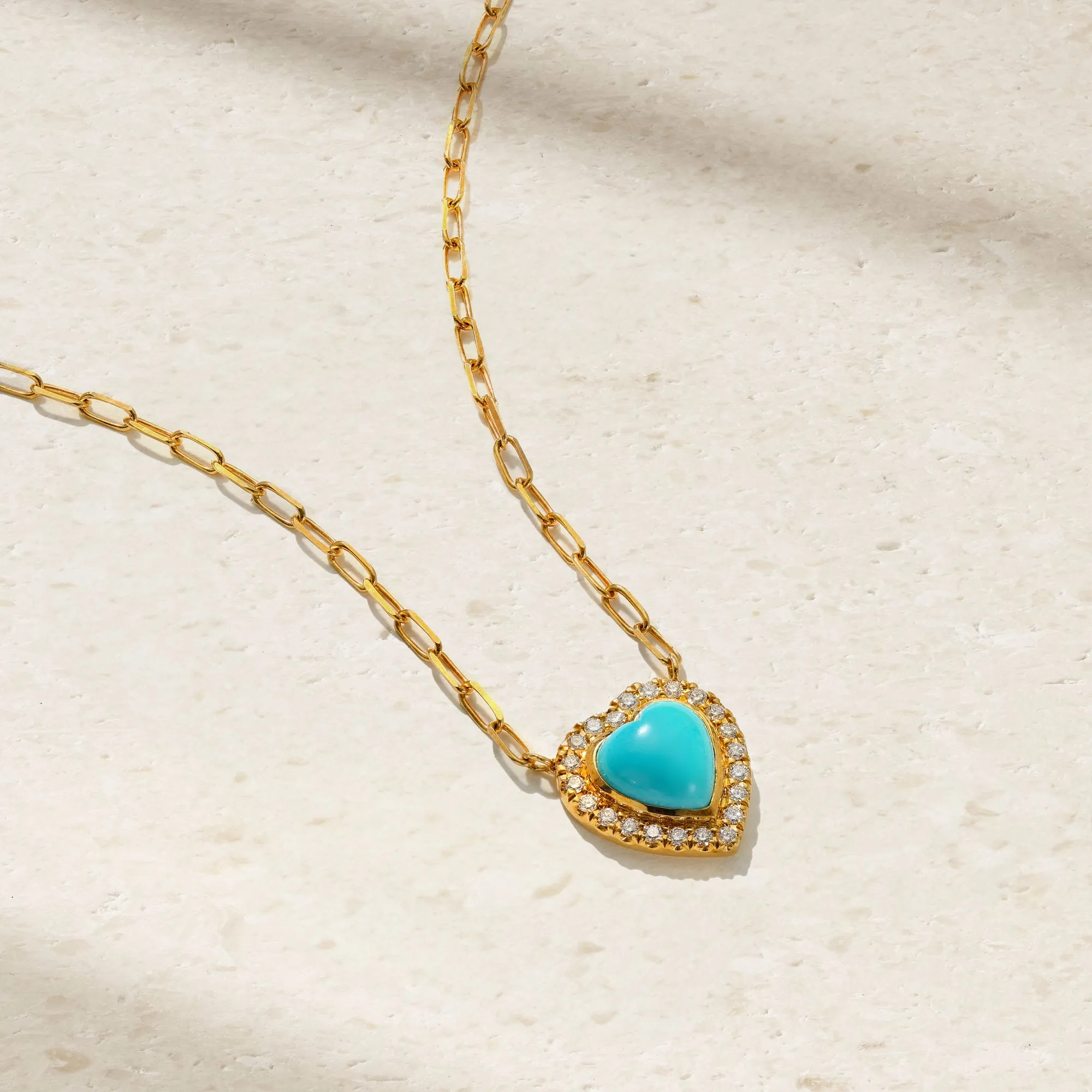 Puffed Heart Turquoise Necklace