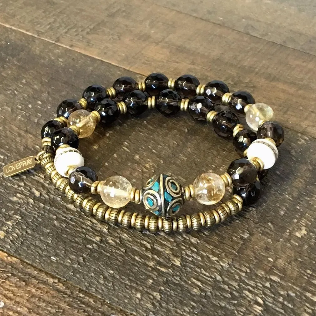 "Energy and Abundance" Smoky Quartz Wrist Mala Bracelet