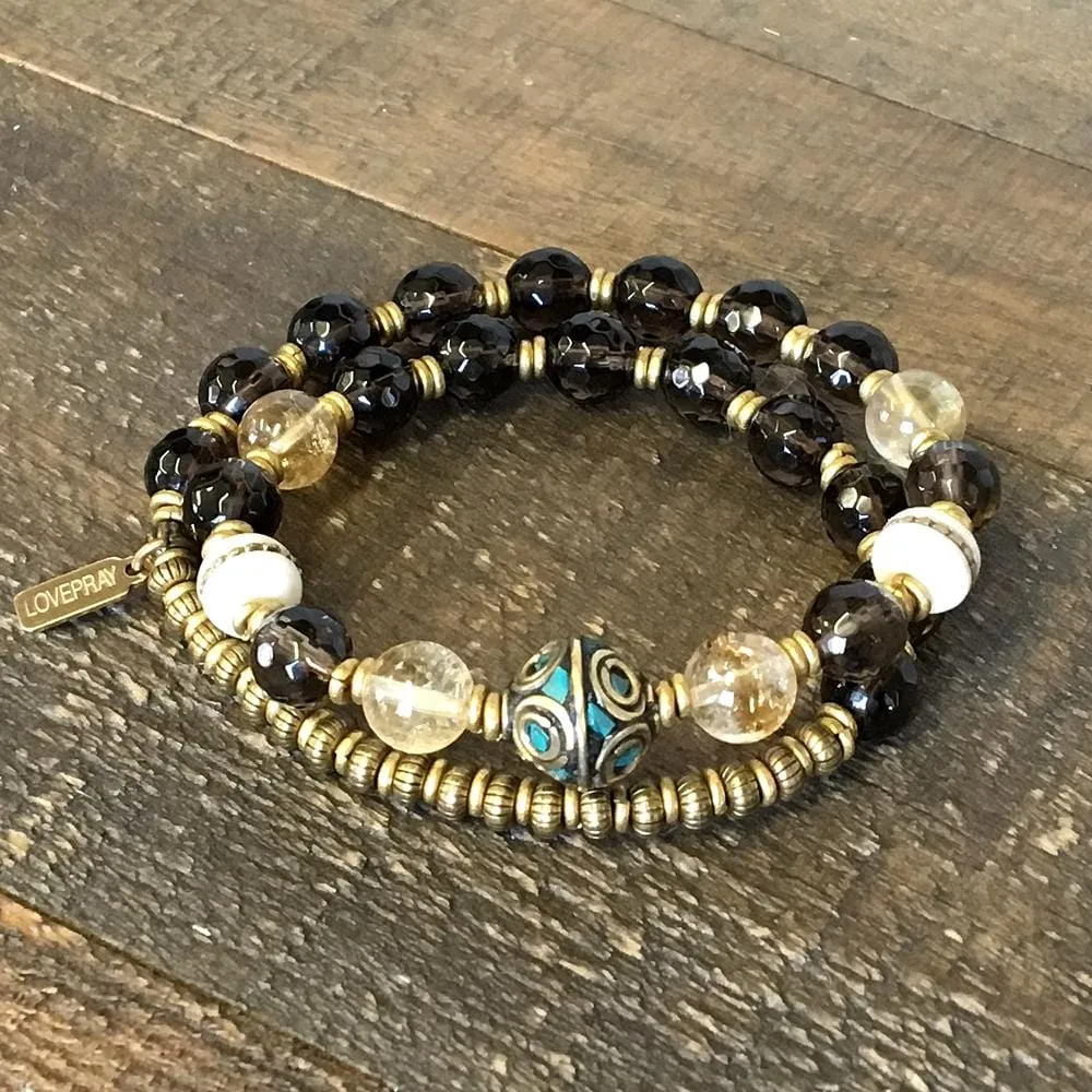 "Energy and Abundance" Smoky Quartz Wrist Mala Bracelet