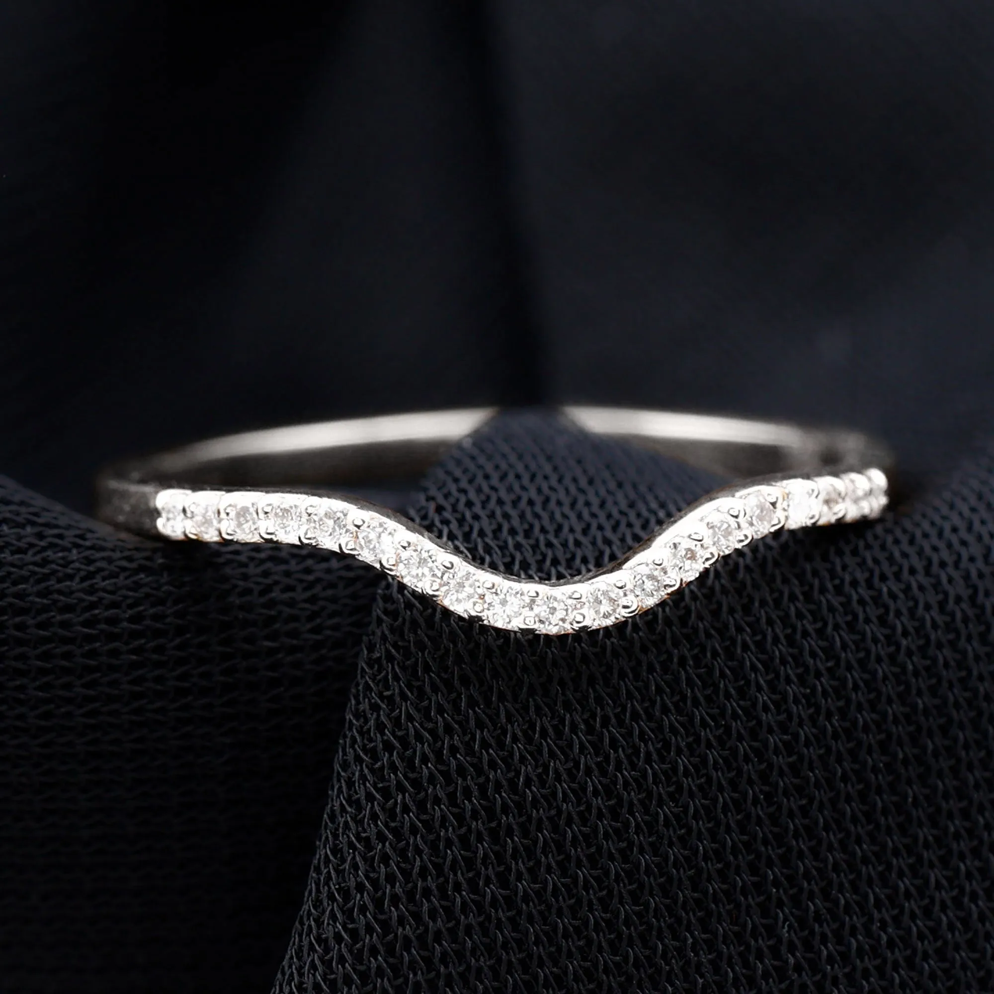 Real Diamond Curved Enhancer for Engagement Ring in Gold