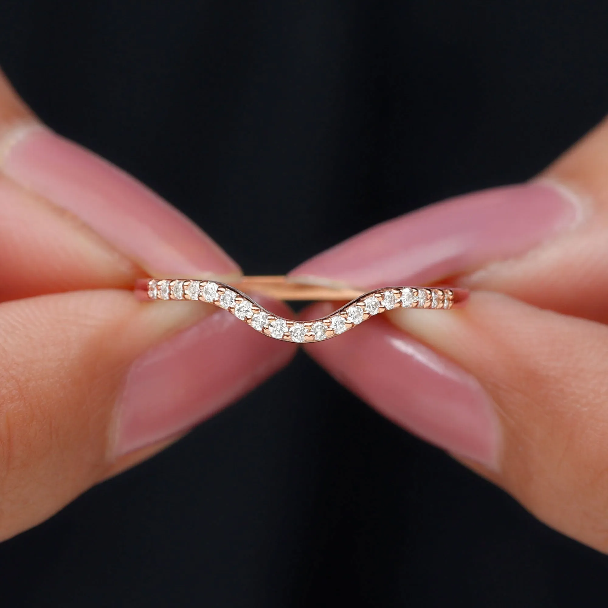 Real Diamond Curved Enhancer for Engagement Ring in Gold