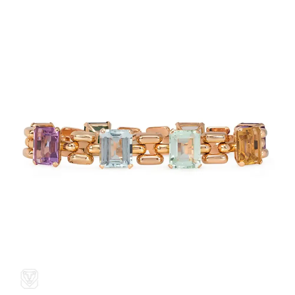 Retro gold and multi-gem bracelet