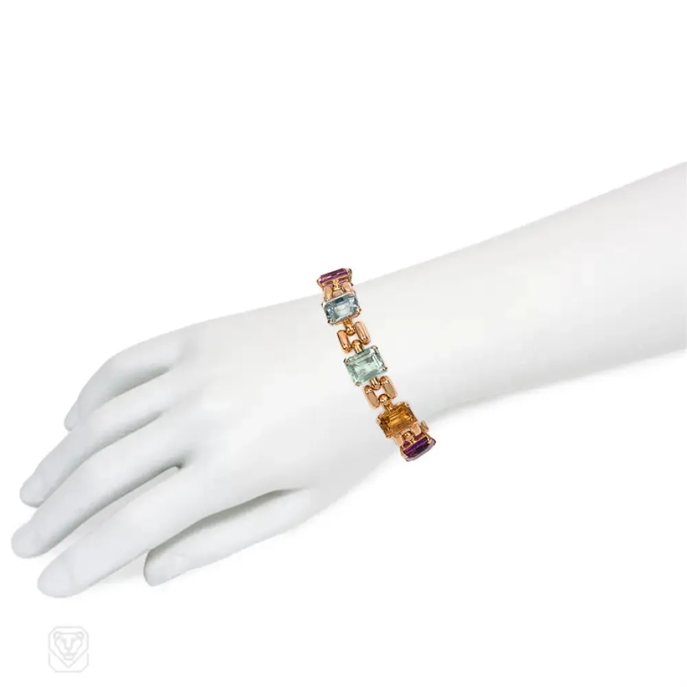 Retro gold and multi-gem bracelet