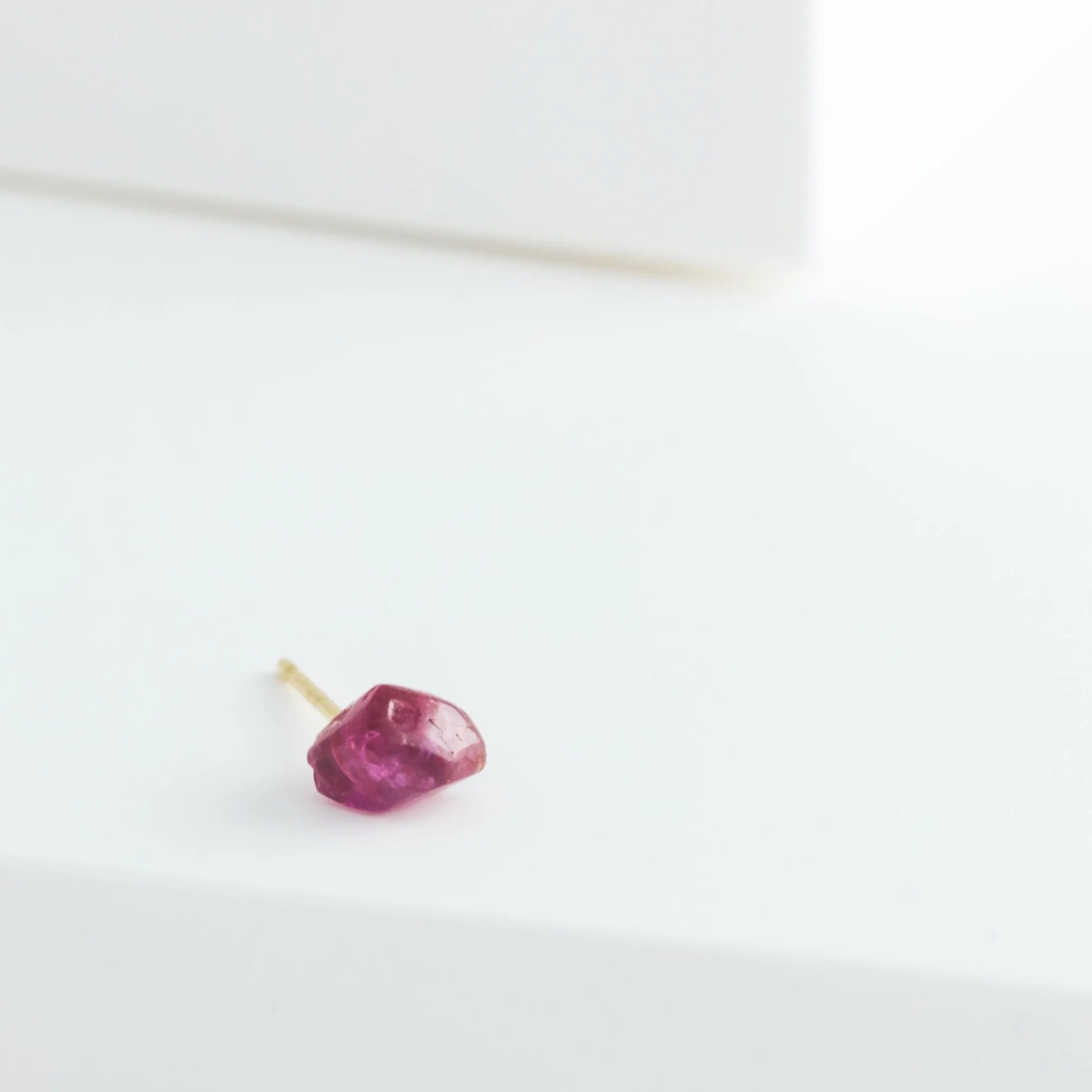 Rough stone ruby stud