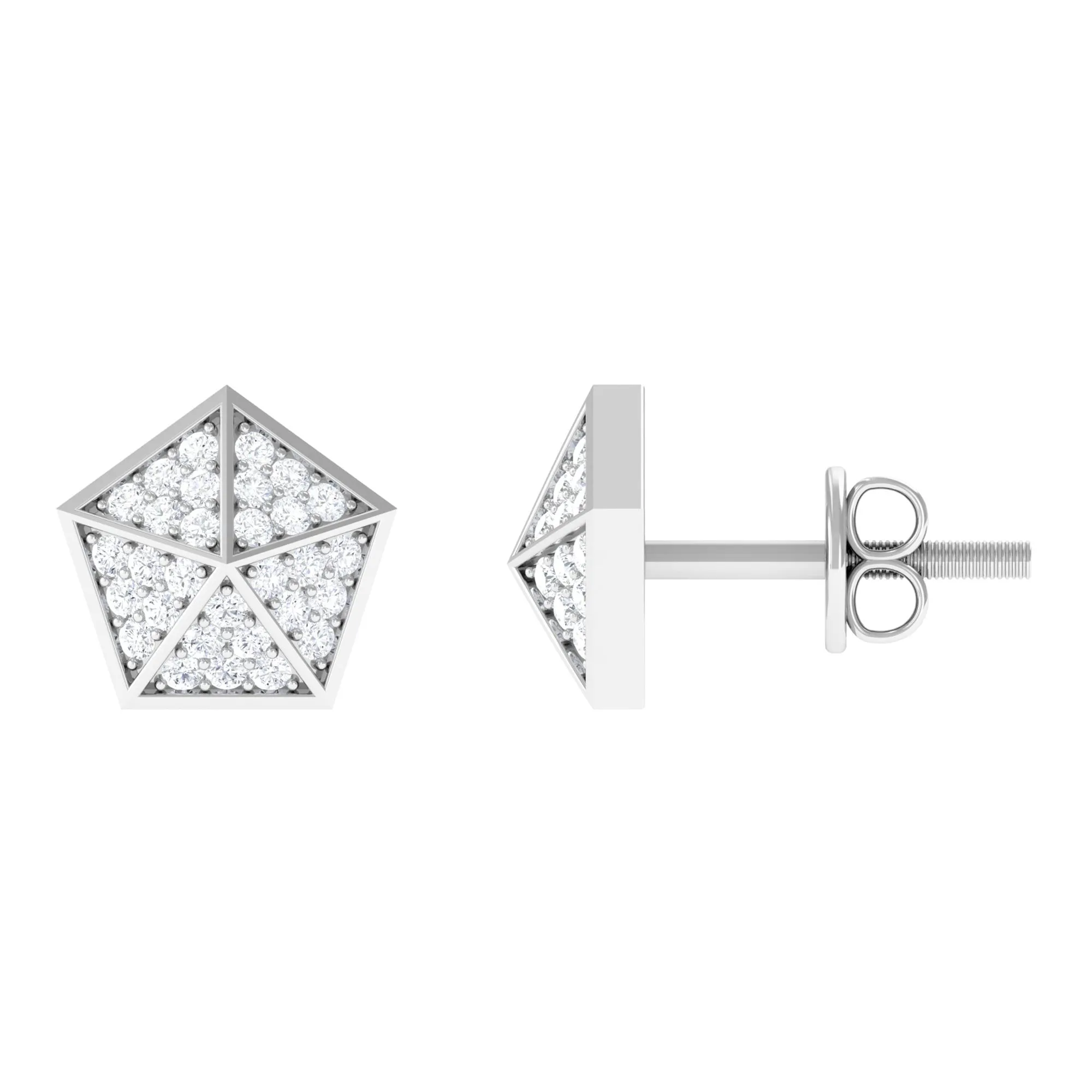 Round Cut Moissanite Geometric Stud Earrings