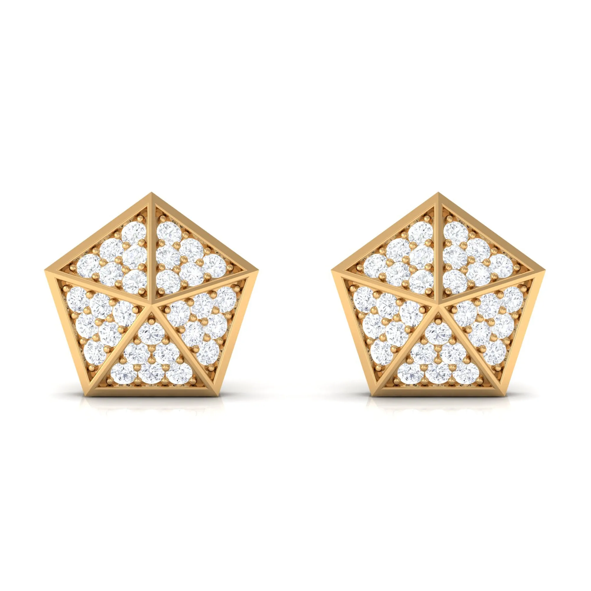 Round Cut Moissanite Geometric Stud Earrings