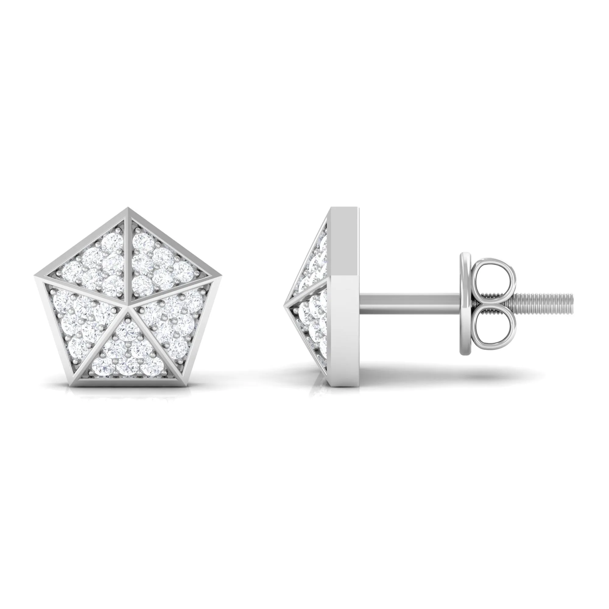 Round Cut Moissanite Geometric Stud Earrings