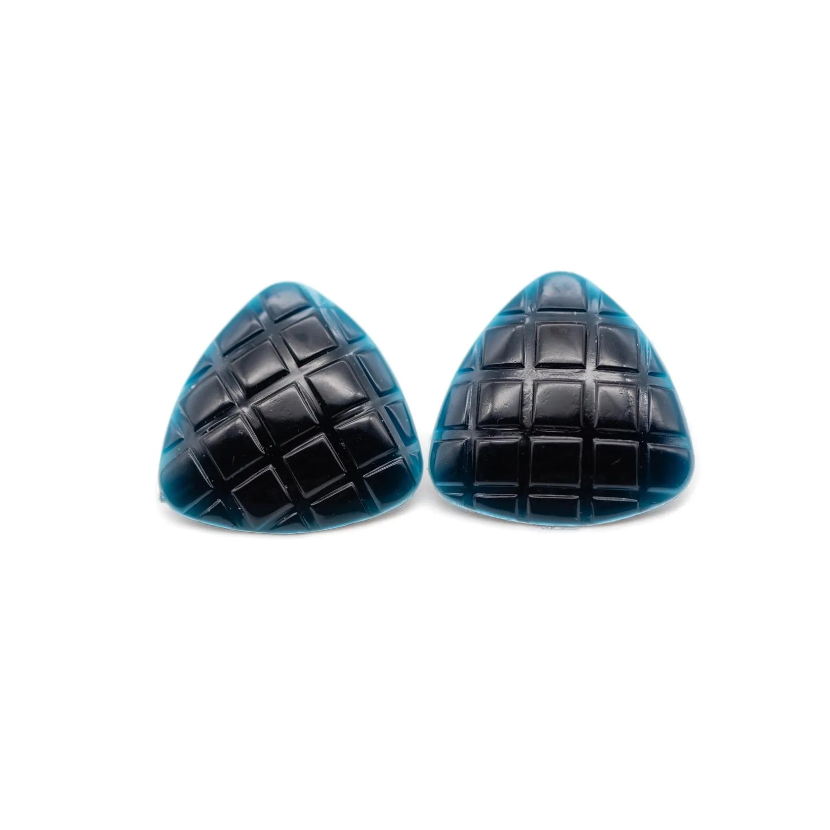 Royal Black Hatched Triangle Stud Earrings