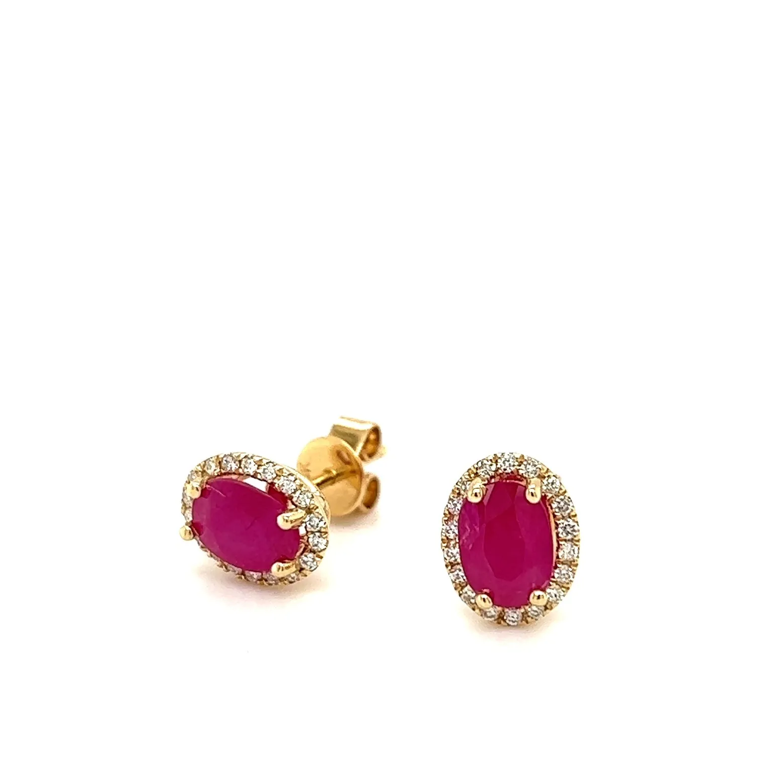 Ruby and Diamond Halo Earrings